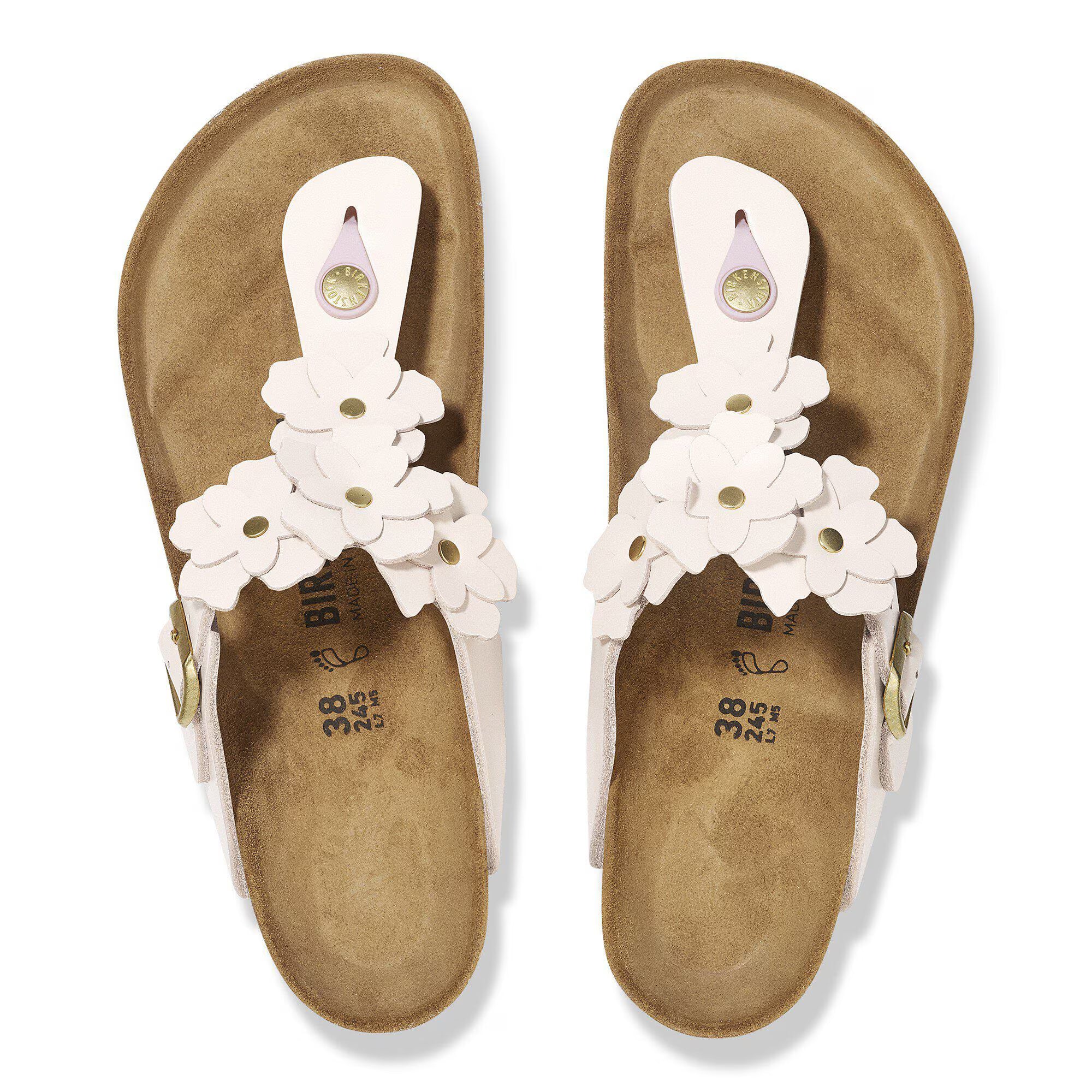 Gizeh Flower Embellishment Natural Leather