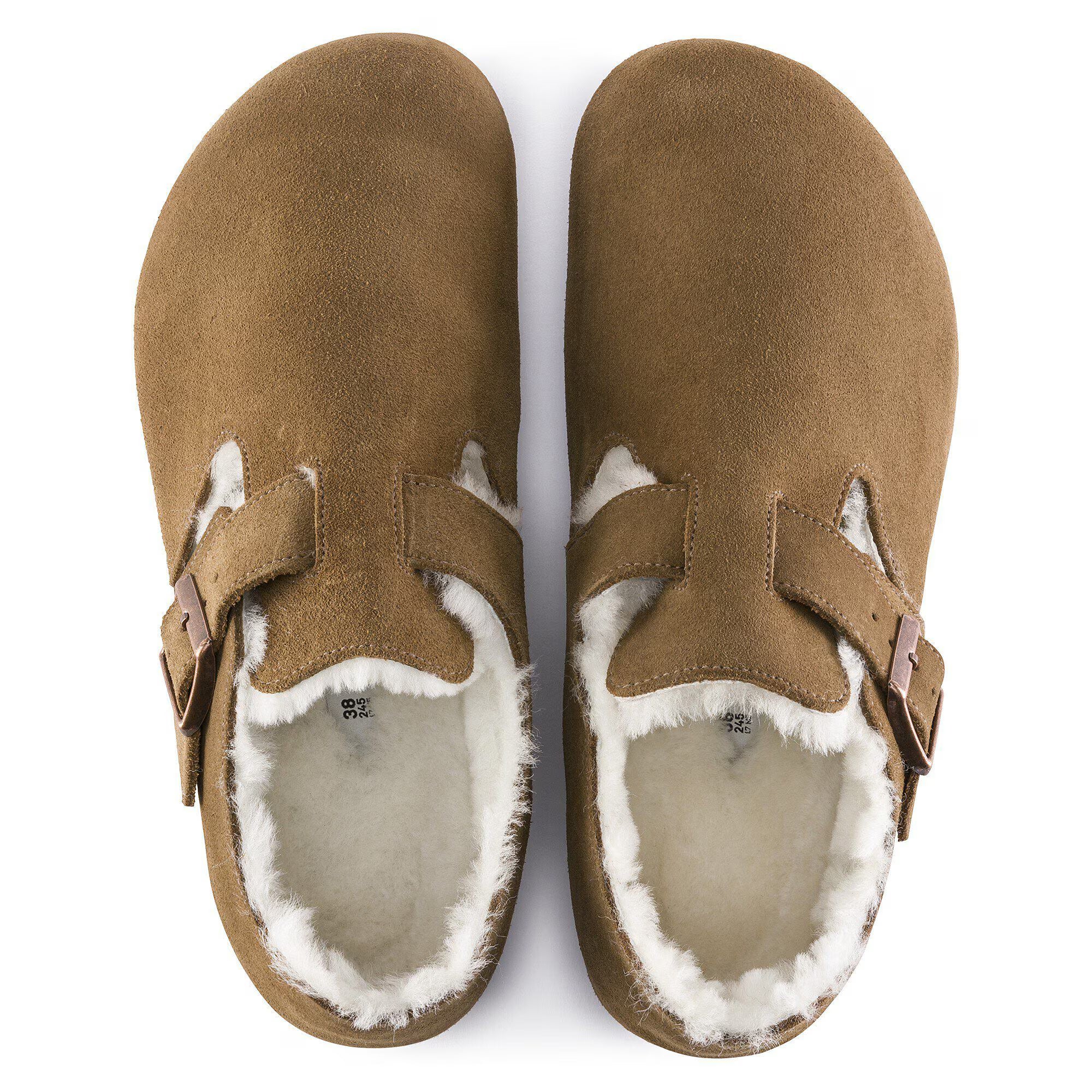 London Shearling Suede Leather Dark Tea